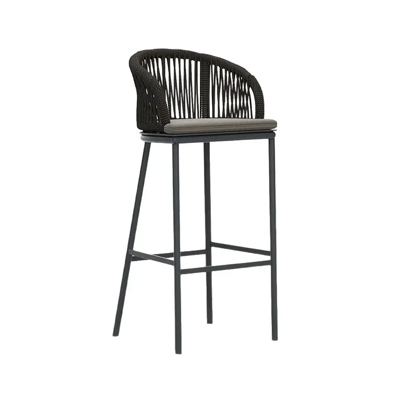 Leisure rattan high stool open-air garden courtyard bar table and chairs outdoor hotel restaurant rattan back chair set