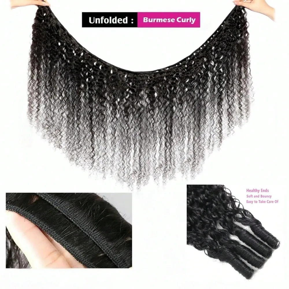 Echthaar-Bündel in natürlicher Farbe, burmesische Locken, 8-30 Zoll, für Frauen, anfängerfreundlich, natürlicher, schützender Stil – Detail 5