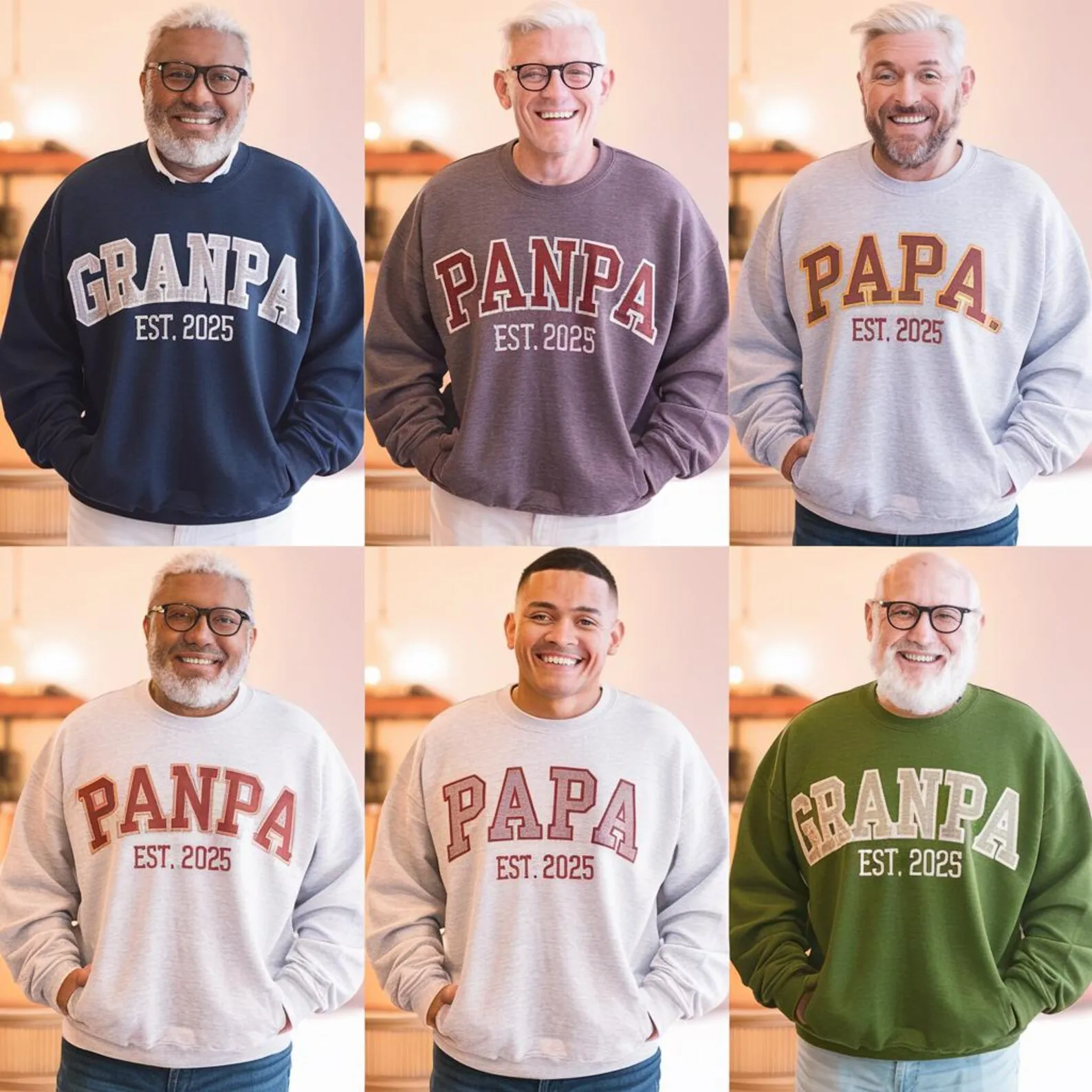 Your Design Sweatshirt Personalized Varsity Grandpa Papa Family Name Text Sweatshirts Unisex Loose Crewneck Thin Fleece Sweater