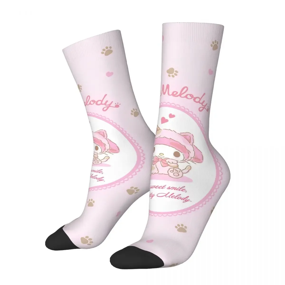 Funny Sanrio Kawaii My Melody Basketball Socks Anime Polyester Middle Tube Socks for Women Men Non-slip