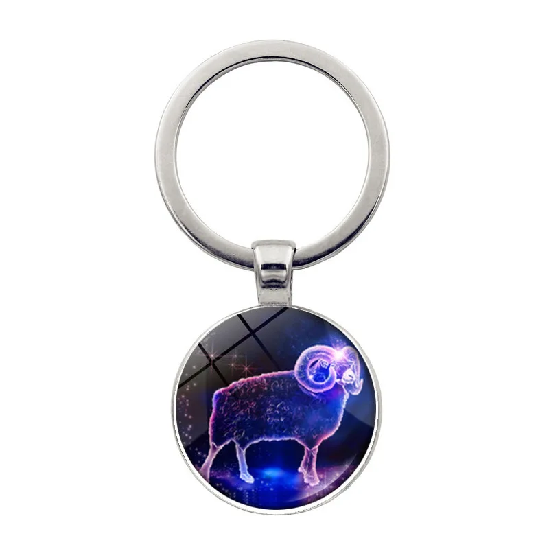 New Accessories Twelve Constellations Time Gem Metal Keychain Keychain Pendant Creative Gift