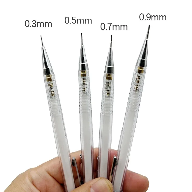 Simple Transparent Mechanical Pencil 0.3/ 0.5/ 0.7/ 0.9mm Automatic Pencil Lead Refill Art Painting Writing Supplies Stationery