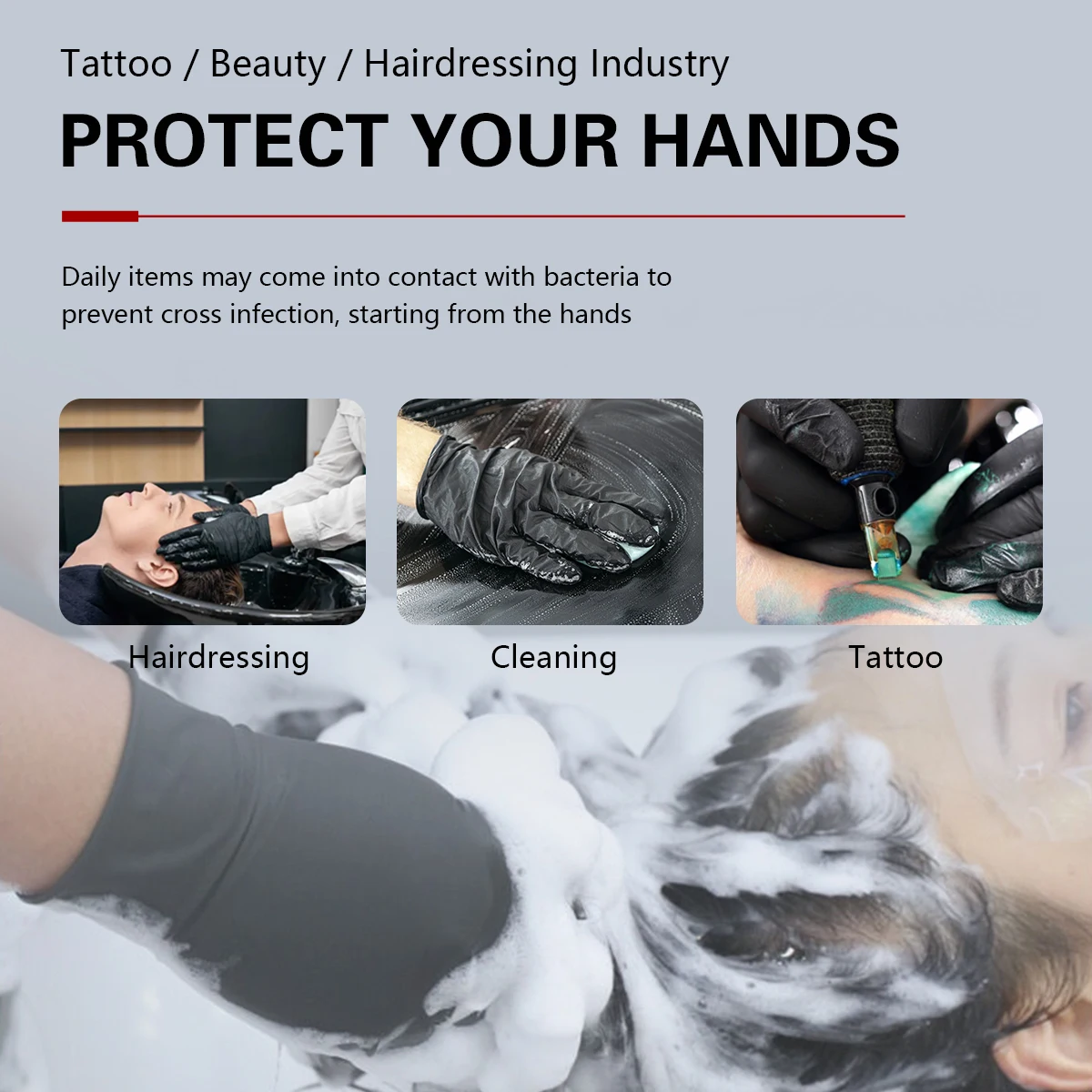 2Pcs/Set Multifunction Heat Resistant Gloves Reusable Black Thicker Hair Dyeing Rubber Glove Hairdressing Supplies Accessories