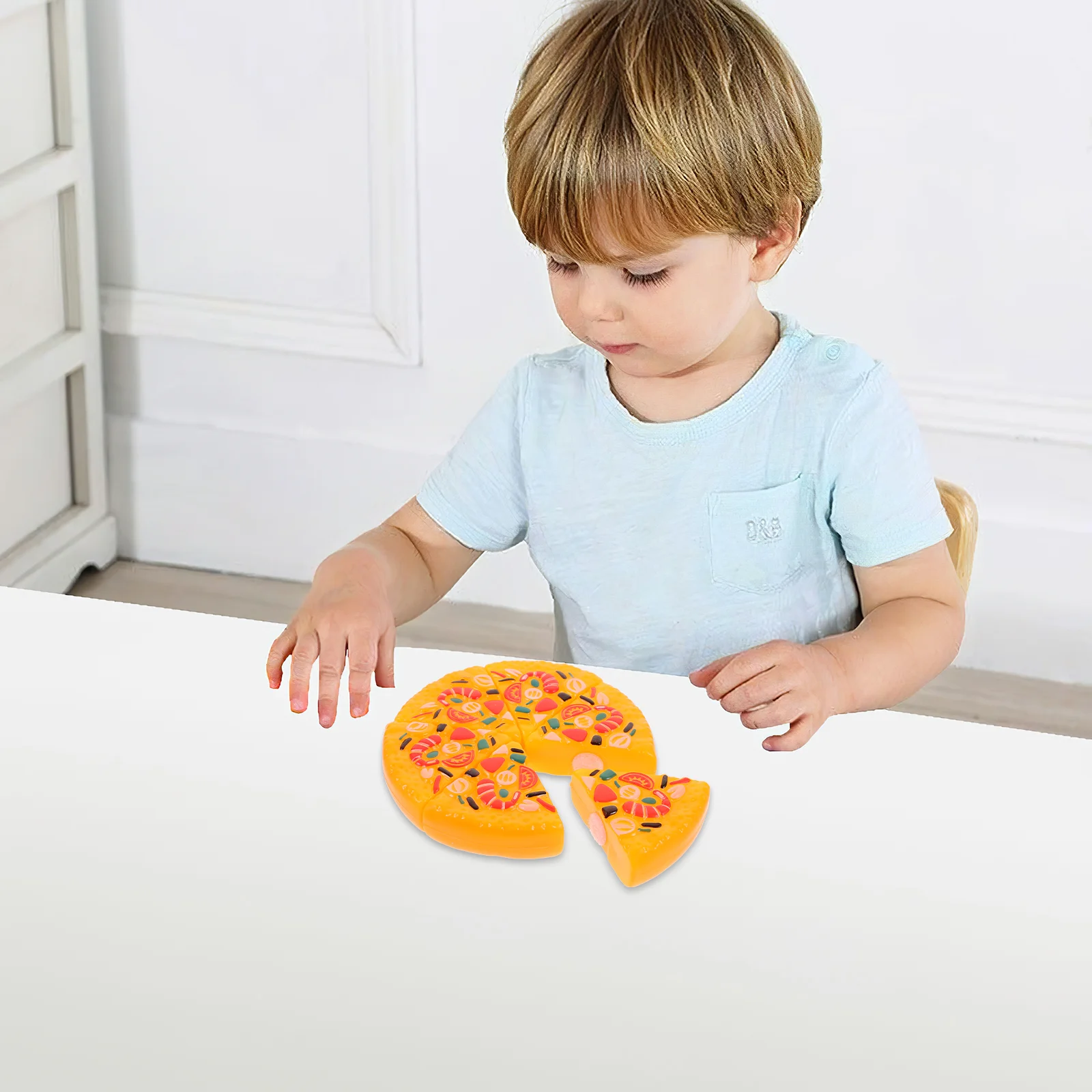 Children Play Toy Pizza Cutlery Fruits Vegetables ABS Pizza Simulation Kitchen Toys Pizza Cuts 6-piece A Set