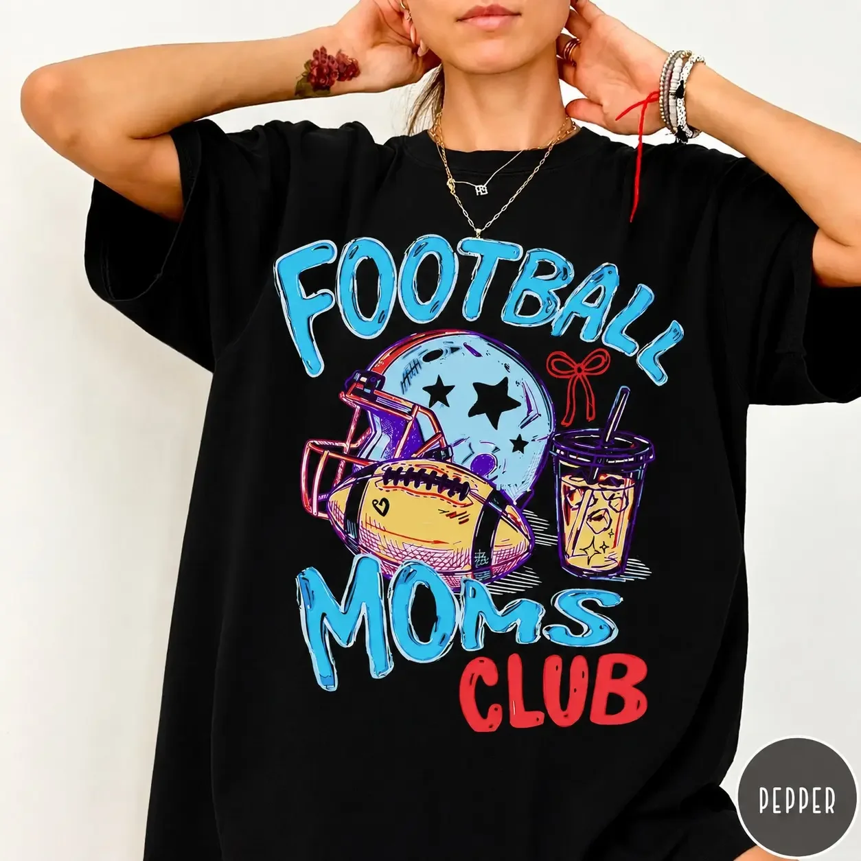 Football Moms Club Comfort Colors T-Shirt, Gameday Doodle Football Tee, Trendy Women's Football Shirt, Sports Mom Shirt, Game Day Tee Cotton Trending