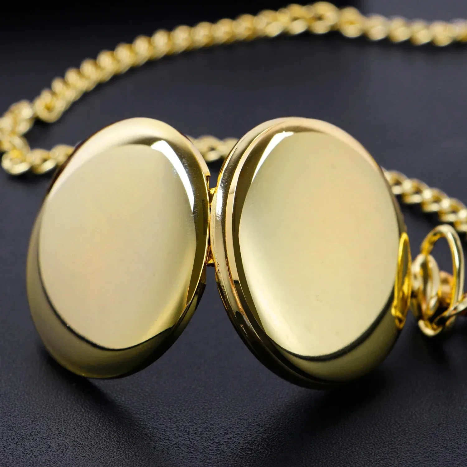 ساعة كلاسيكية رقمية رومانية فاخرة على الوجهين قلادة لامعة صلبة عاكسة ساعة جيب كوارتز تذكارية للرجال والنساء