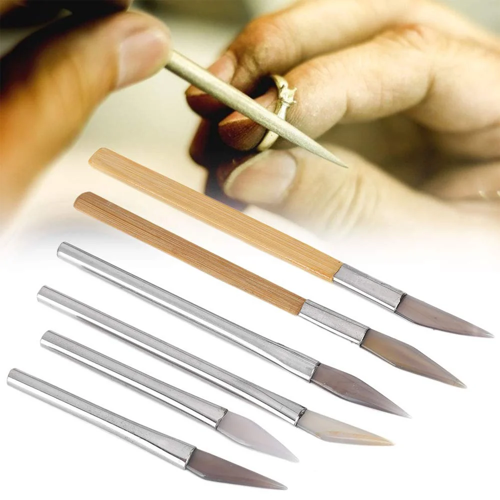 Agate Burnisher,Agate Polishing Burnisher,Knife Edged Agate Burnisher Polishing Tools Carving Metal for Jewelry Making