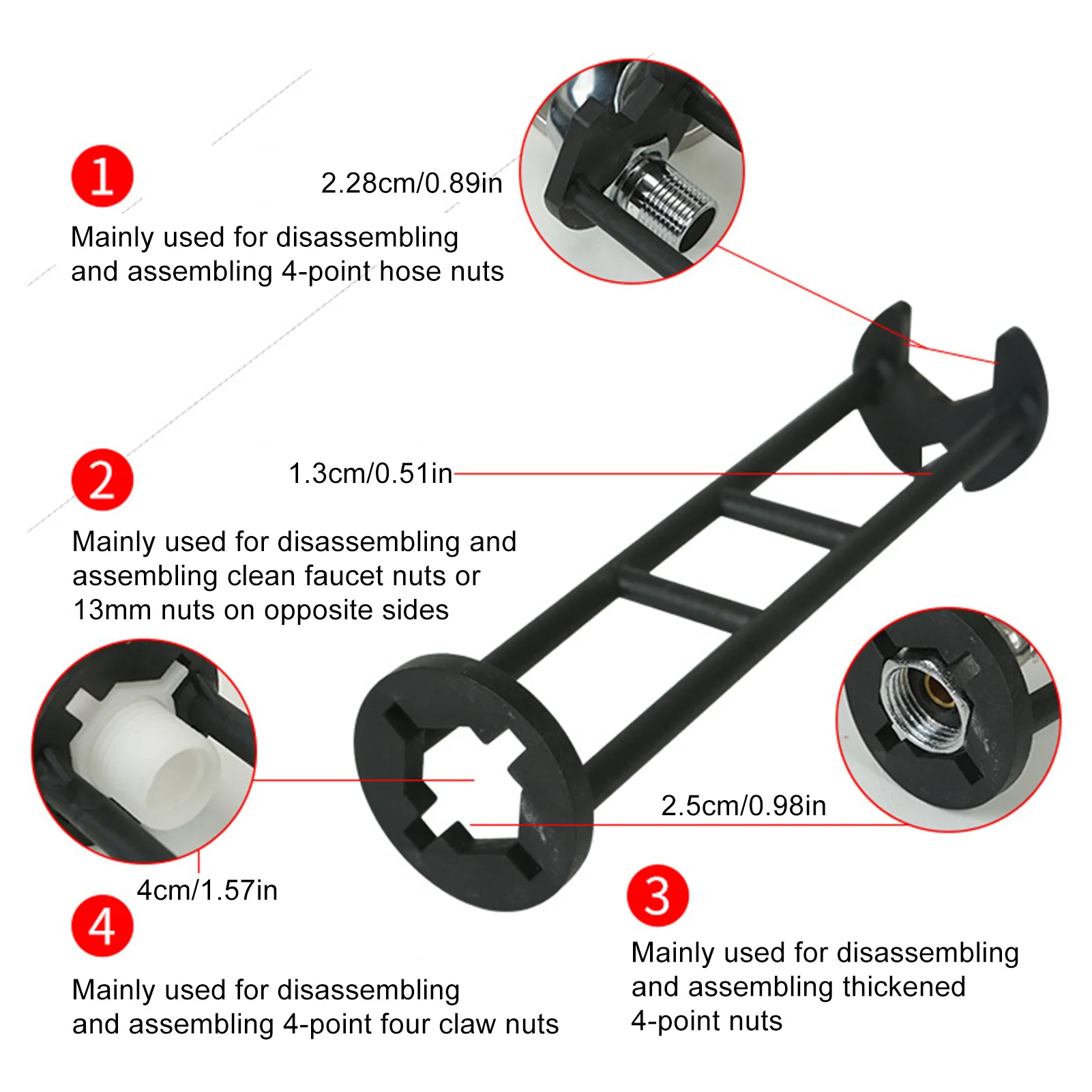 Multi Function Faucet Wrench For Sink And Water Pipe Repair Tool With Anti Slip Design