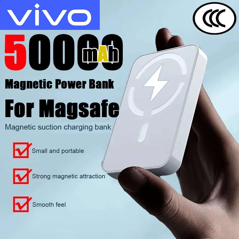 Cargador Portátil Magnético VIVO de 500000mAh, Inalámbrico, Duradero, Carga Rápida, Gran Capacidad, Compatible con Magsafe para iPhone 17/16/15/14
