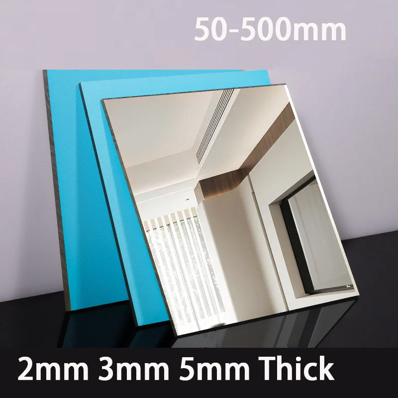 

Acrylic Mirror Sheet Plate 2mm 3mm 5mm Thickness 50mm-500mm Plastic Sheet Cut to Size DIY