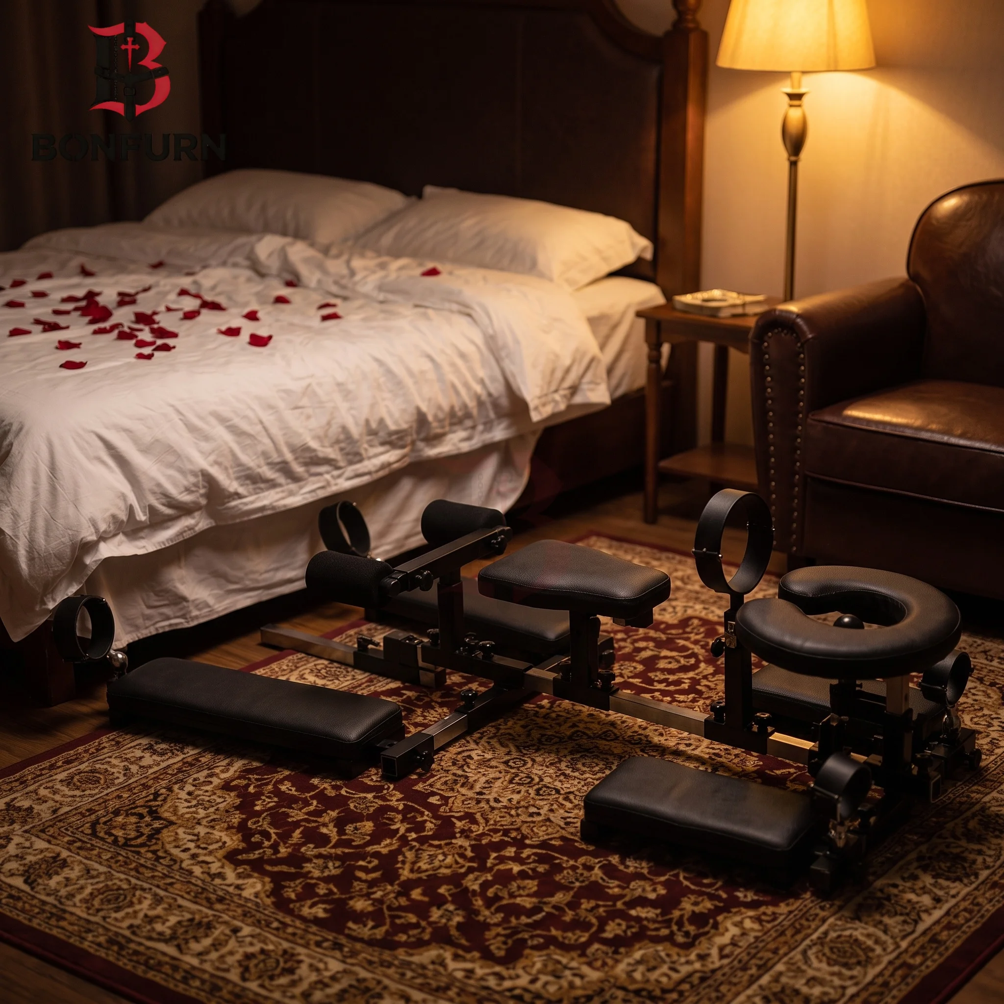 BDSM  Bondage Chair SM Frame Adjustable Sex Chair 2-in-1 Sex Furniture with Handcuffs Ankle Restraints Set Sex Toy for Couples Adults Games Stool
