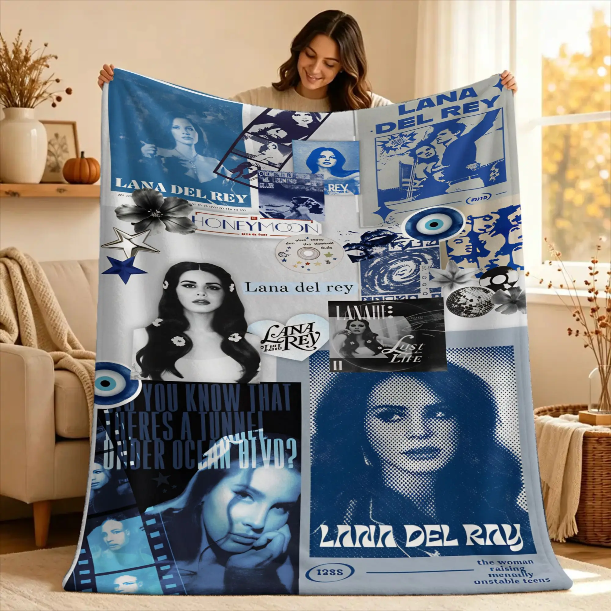 Lana Del Rey Singer Lizzy Grant  Blanket  For Couch Chair Sofa Bed Travel Flannel Bedspread Bed Cover