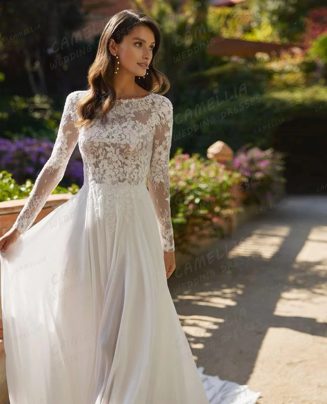 Vestidos De Novia con apliques De lujo, Vestido De Novia De gasa con espalda descubierta y cuello redondo para mujer, Vestido De Noche personalizado con tren De barrido