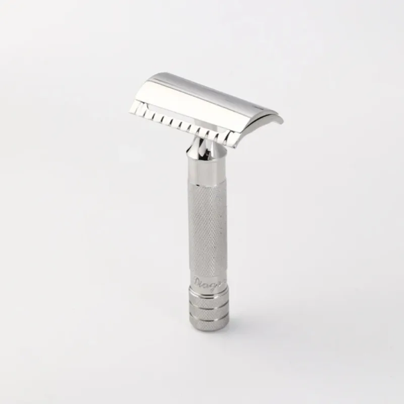 YAQI Classic Safety Razor DE Double Edge Chrome Plated Knurled Handle Open Comb Head Best Gift for Men Wet Shaving