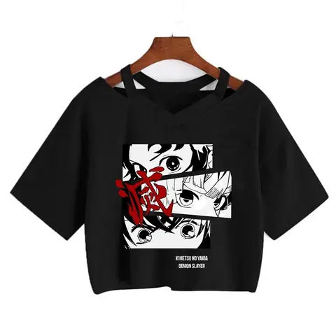 Demon Slayer T-shirt Nezuko T-shirt Dam Kimetsu No Yaiba Crop Top T-shirts Japansk Anime Tanjirou Kamado Toppar Manga T-shirt Dam 10 best sales anime t-shirt manga - №6
