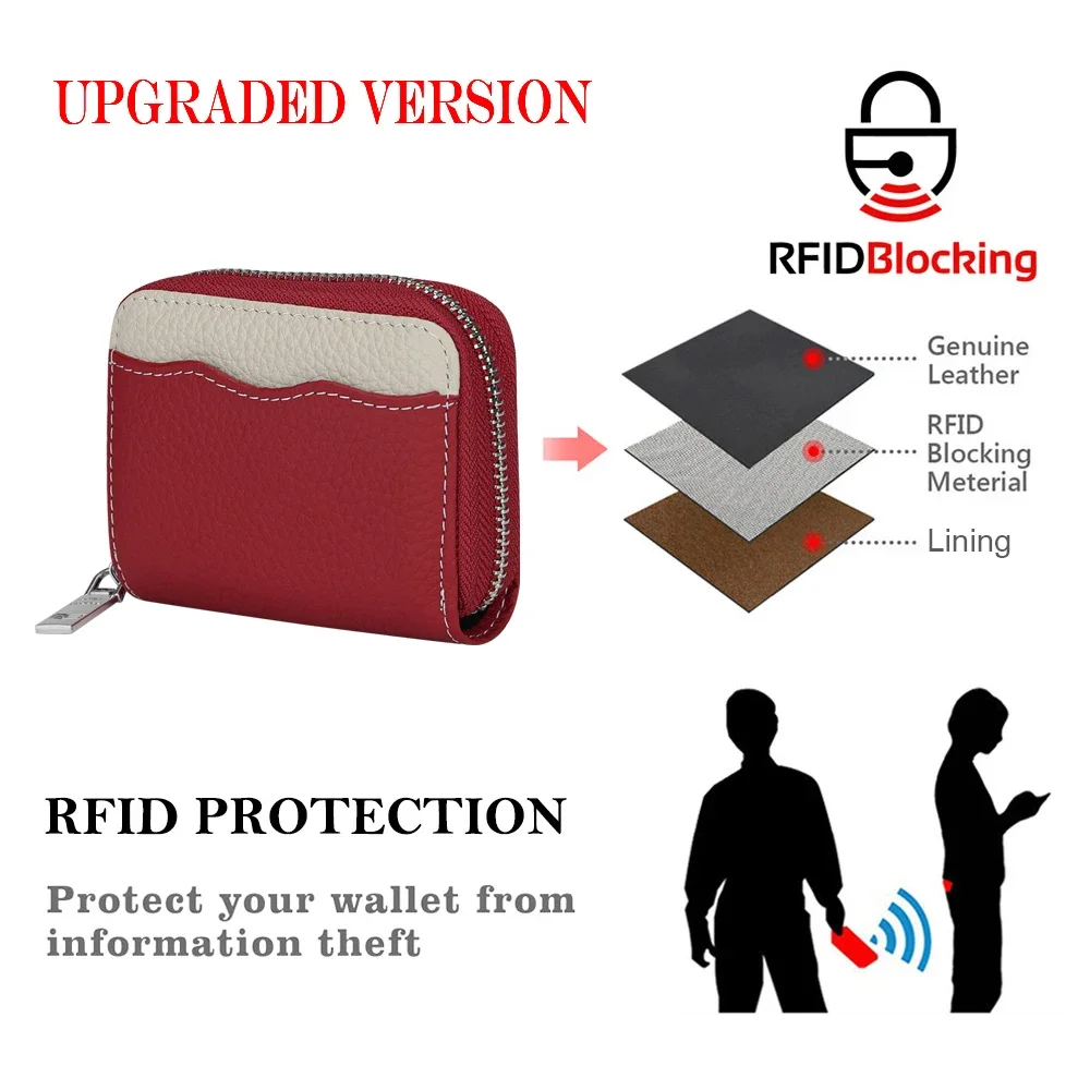 Royal Bagger RFID Blocking Organ Card Holder, Genuine Leather Credit Card Case, Small Clutch Coin Purse for Daily Use 1910