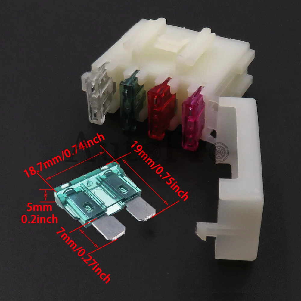 1 Set 4Ways Middle Medium Fuse Box White Lighter Frontal for Standard Fuses Auto AC Assembly Fuse Holder with Terminal