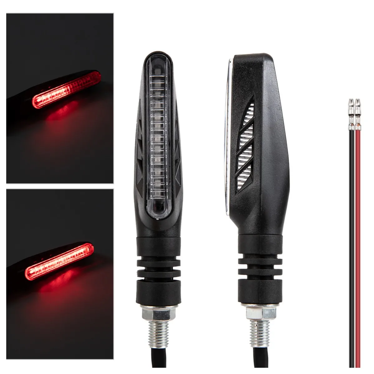 

2PCS Motorcycle Light One-Line Strip 12led Motorcycle Running Water Turn Signal Flashing Signal Indicator Light