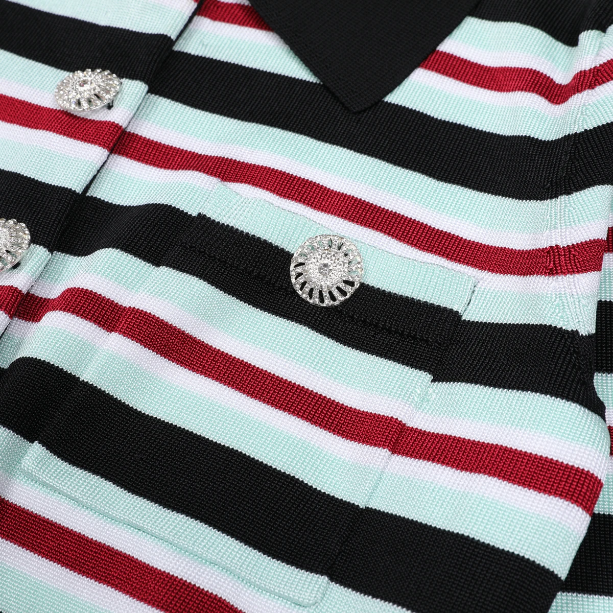 Primavera e outono nova moda feminina clássico de alta qualidade commuter manga longa gola camisa de malha listrado camisola casaco