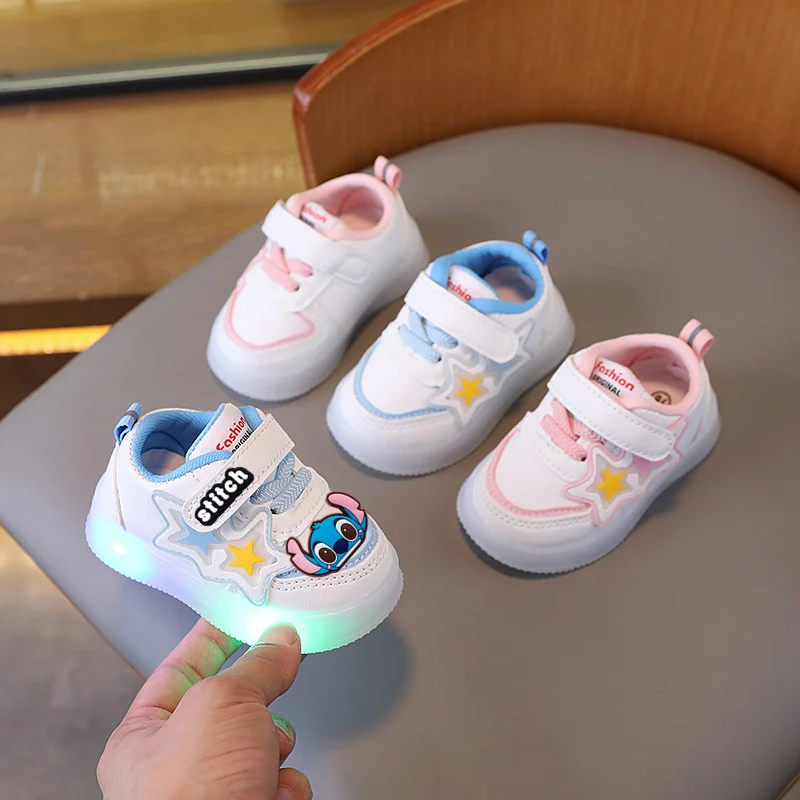 

Первые ходунки Disney с Микки Маусом, детская повседневная обувь с подсветкой, новые детские кроссовки со светодиодной подсветкой, обувь с пентаграммой для мальчиков и девочек