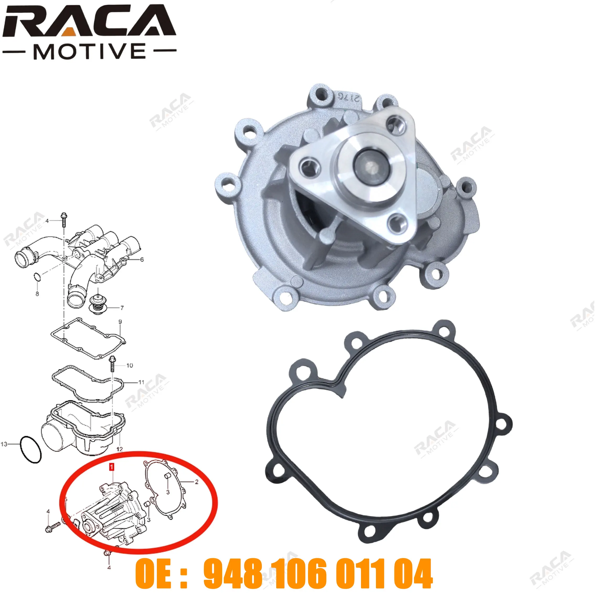 

Engine Cooling Water Pump Suitable for Porsche Cayenne (9Pa) 4.5 Displacement 2002-2010 S/Turbo S 4.5 94810601102 94810601103 94810601104