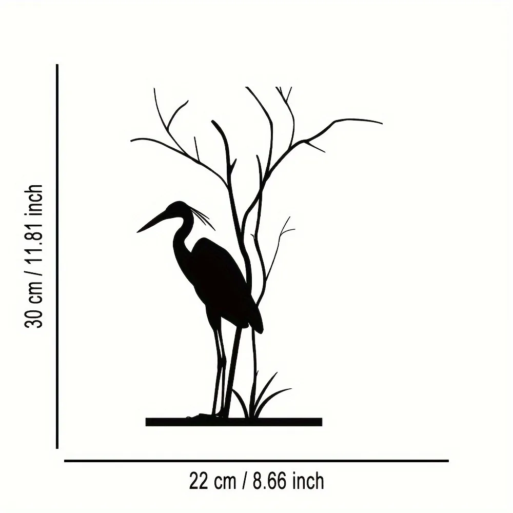 CIFBUY Iron Wall Art 22x30cm Aluminium Heron Waterproof Metal Sculpture For Home Cafe Bar Hanging Decor Gift