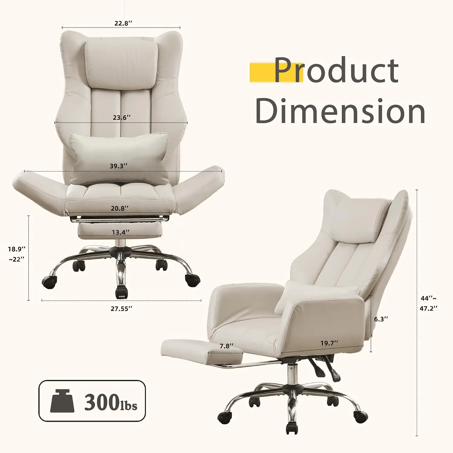 Ergonomic Cross Legged Office Chair with Flip Armrest & Footrest, Customized