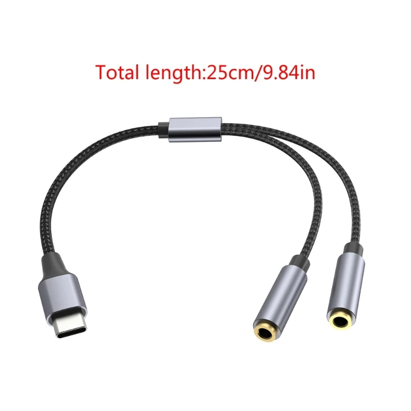 Typ C do podwójnego 3.5mm Jack AUX USB C męskie do 3.5 żeńskie udostępnianie muzyki Audio 2 Adapter do słuchawek Splitter Y Extender do