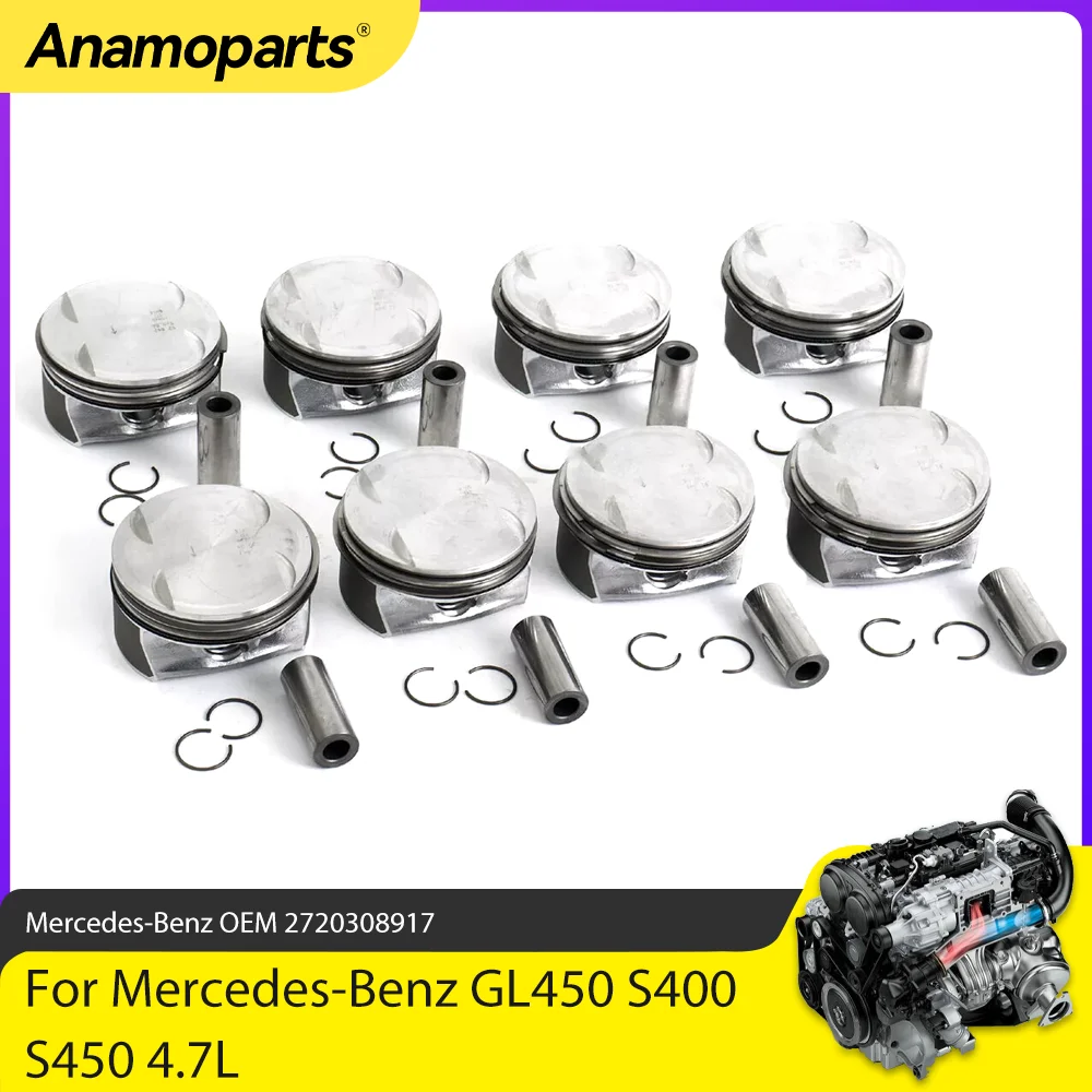 Engine Parts Pistons With Rings Set 92.9mm Fit 4.7 L For Mercedes-Benz GL450 S400 S450 X164 W221 4.7L M273 V8 GAS 2720308917