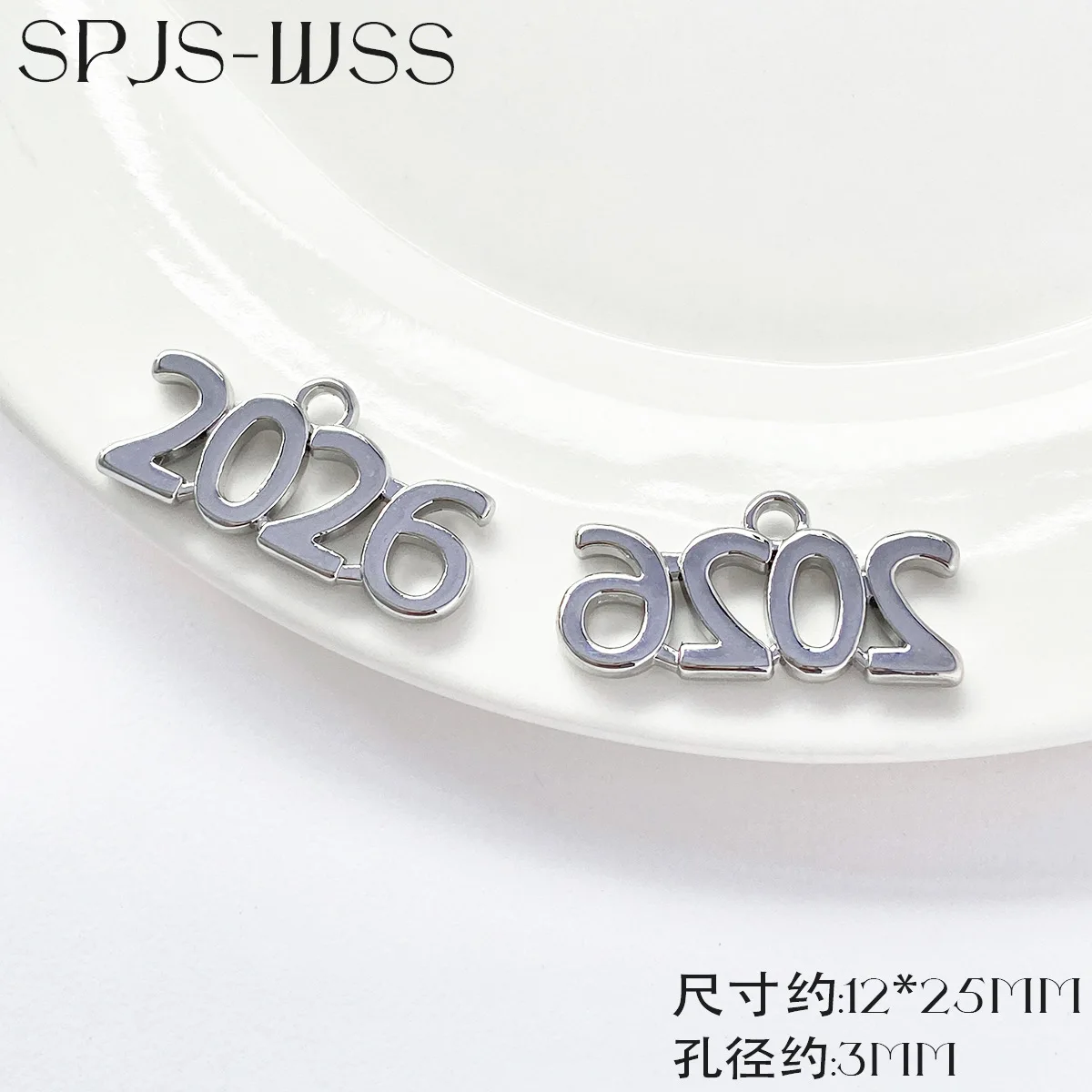 10pcs Handmade 2026 Year Number Pendant Charns Golden Silvery Color Necklace Earrings Pendnats Diy Jewelry Making Findings