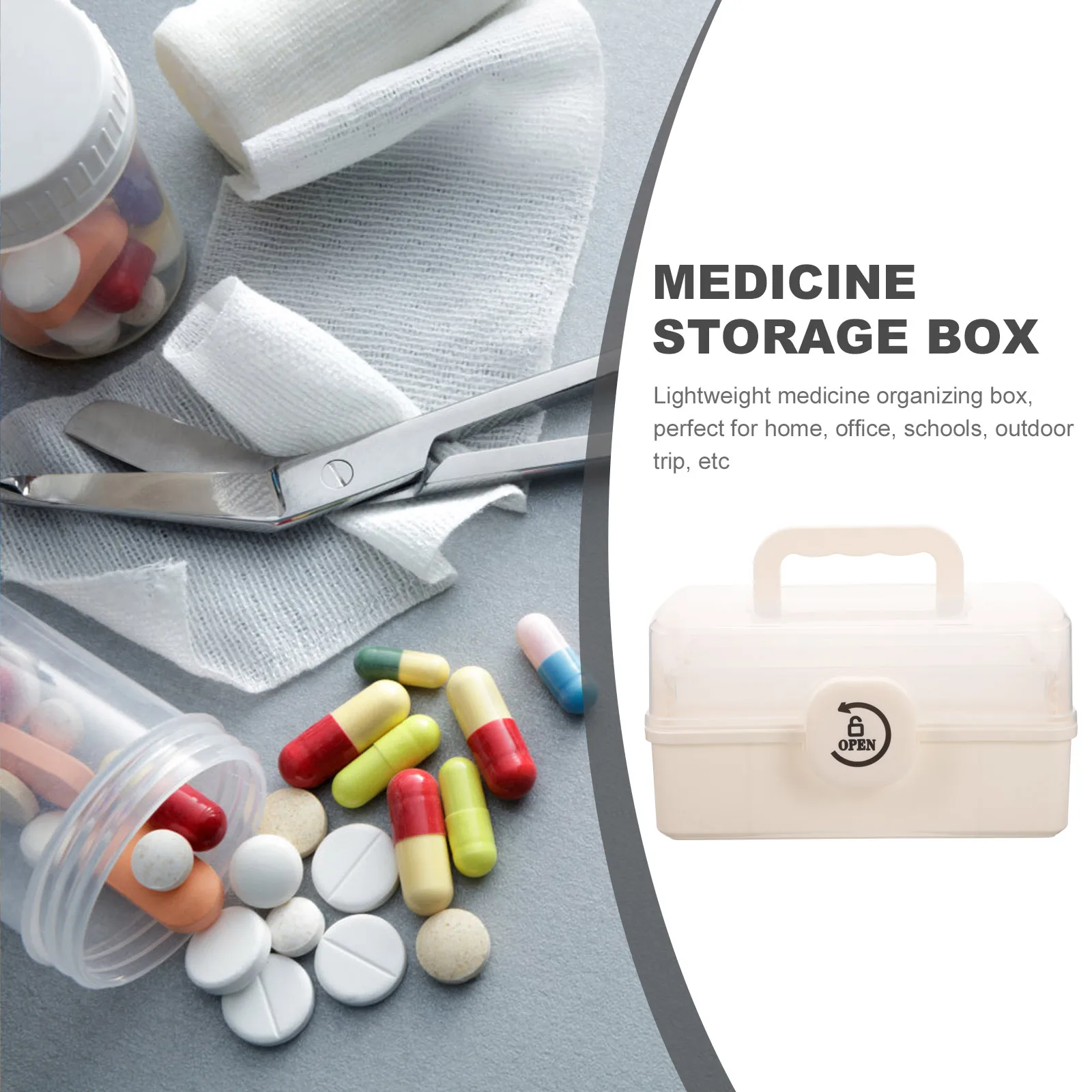 

Home Medicine Storage Box Supply Organizer High Capacity Container Transparent Basket