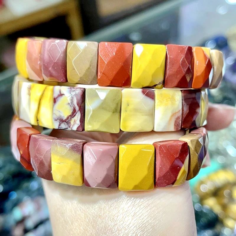 Wholesale 10X12MM Natural Stone Amethyst Amazon Tiger Eye Quartz Square Elastic Bracelet For Men And Women Charm Jewelry