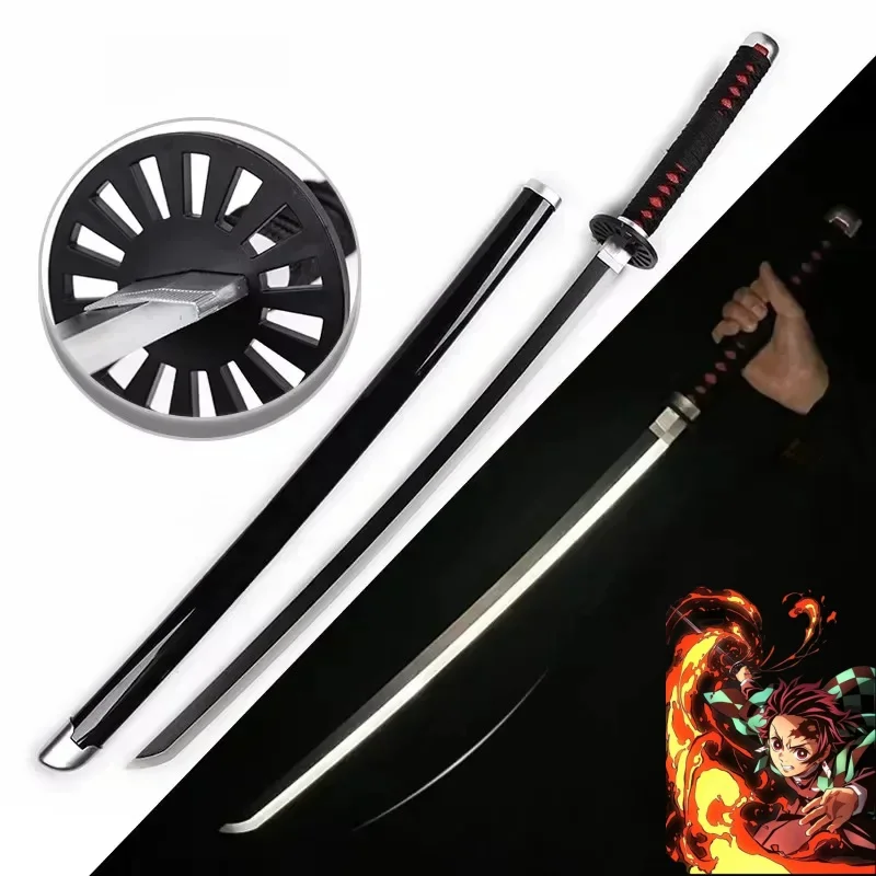 104 cm Heldere Katana LED Licht Zwaard Kimetsu Geen Yaiba Anime Cosplay Props Real Size Japanse Katana Samurai Sabel Demon Slayer