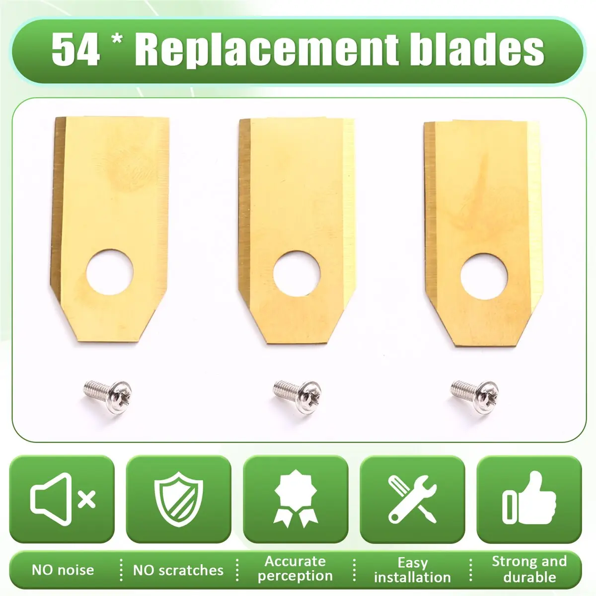(A99Z] 54PCS Replacement Blades for GOAT Robotic Lawn Mower with Screws Gold