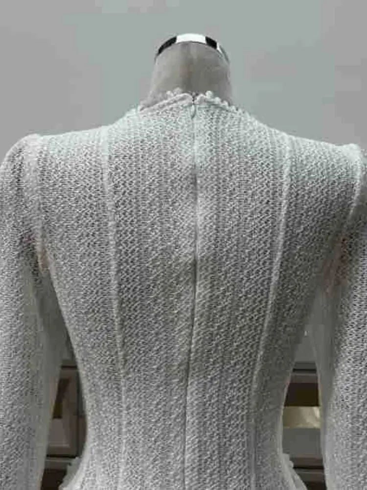 Vestido elegante con cuello redondo, manga larga, corte en A, plisado, Mini vestidos de cóctel para fiesta de noche para mujer, vestidos de celebridades de cumpleaños 2025