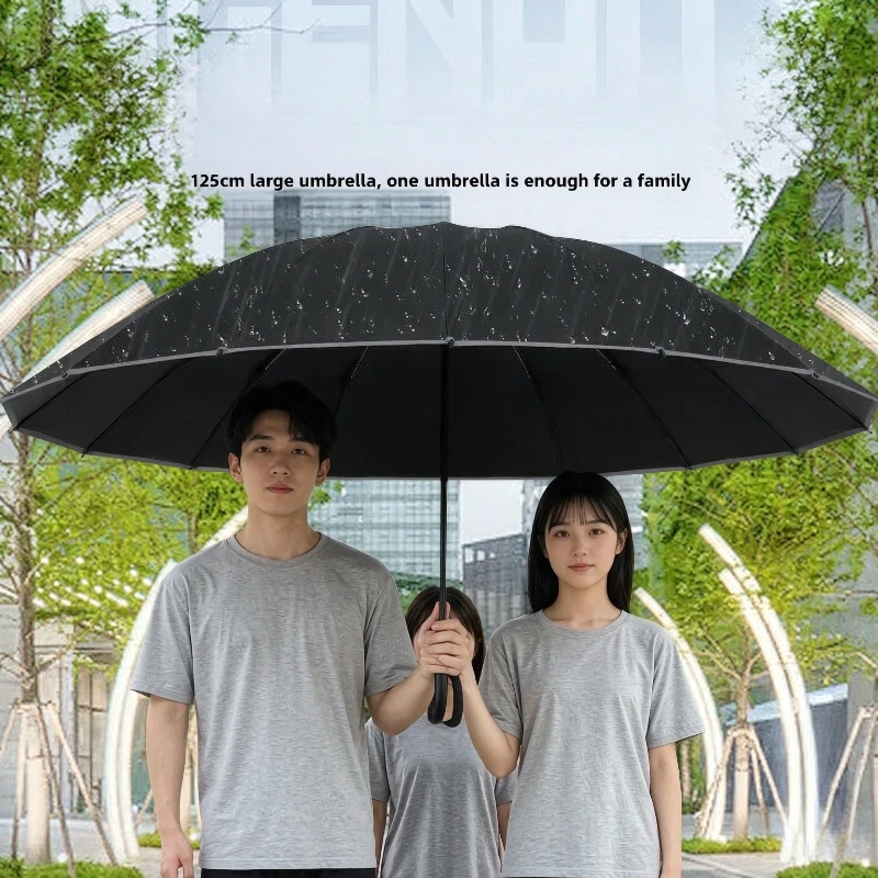16-Rib Reverse Heavy Duty Umbrella Oversized Windproof Storm Rain UV Sun Protection for Men Women Students Travel Use 역방향 우산