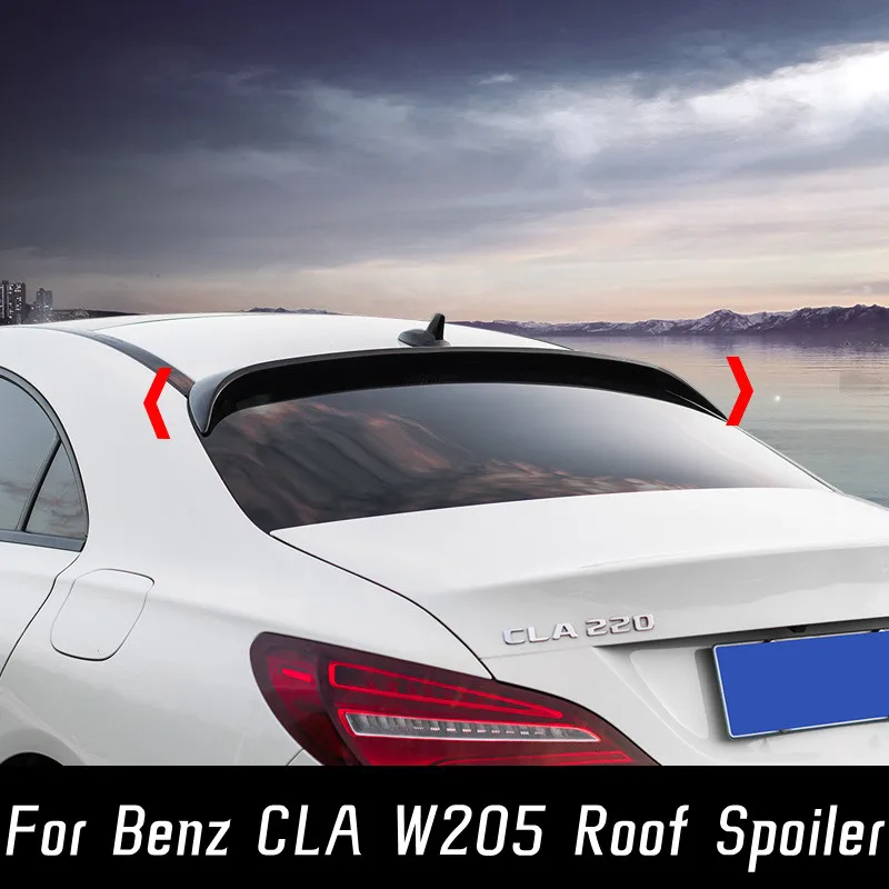 For 2015-2019 Mercedes Benz CLA W205 200 220 260 Rear Window Roof Car Spoiler Wings Black Carbon Fibe Tuning Accessories Styling