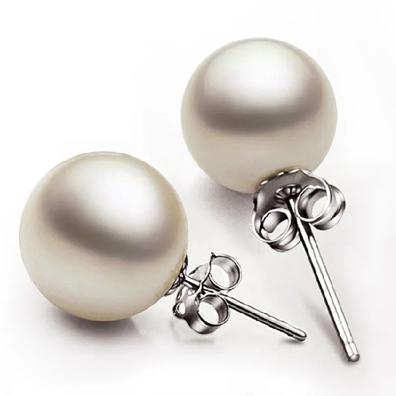 

925 Sterling Silver Simple Luxury 6-12mm Pearl Stud Earrings For Women Wedding Party Gifts Charm Jewelry