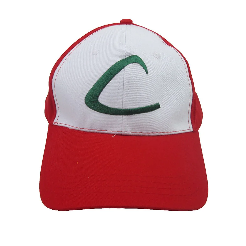 Brdwn Cute Splicing Sun Hat Ash Ketchum Anime Cosplay Hat Embroidery Baseball Cap Pocket Adjustable Prop Party