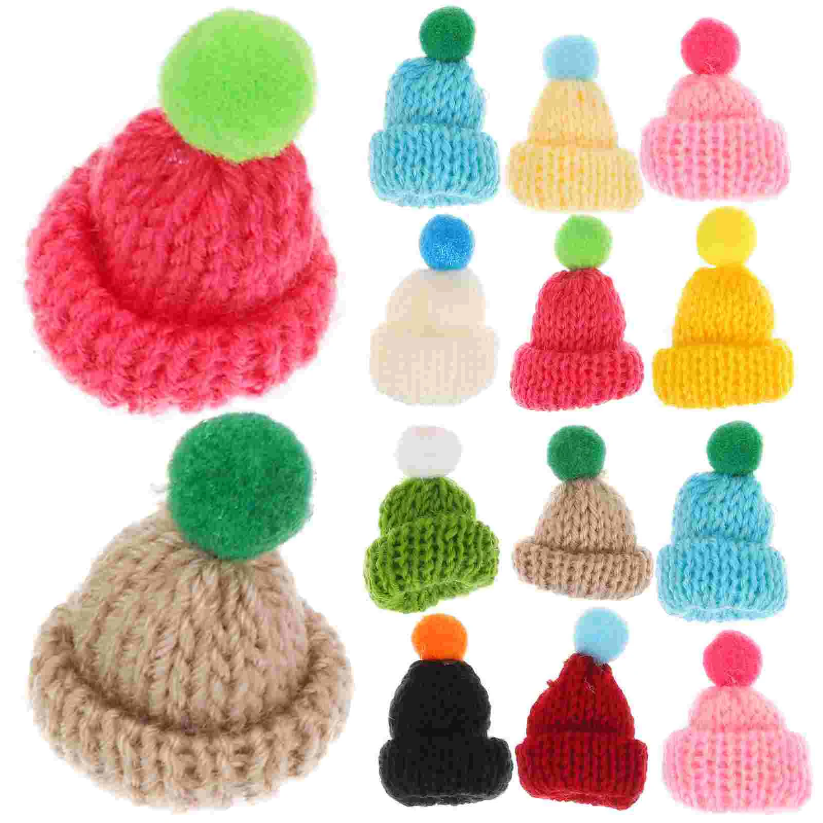 

55pcs DIY Mini Hats Decorations Knitting Hat Toys Handmade Craft Supplies for Kids Girls (Mixed Color)