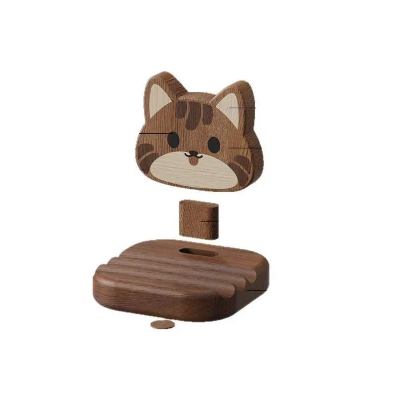 

2025 new solid wood cute cartoon ornament creative lazy folding universal support frame portable mobile phone holder
