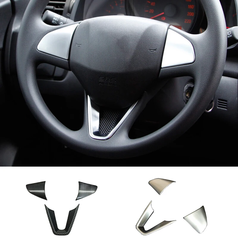 

For Honda FIT JAZZ accessories 2014-2018 ABS Matte /Carbon Fibre Car Steering wheel Button frame Panel cover trim styling 3pcs