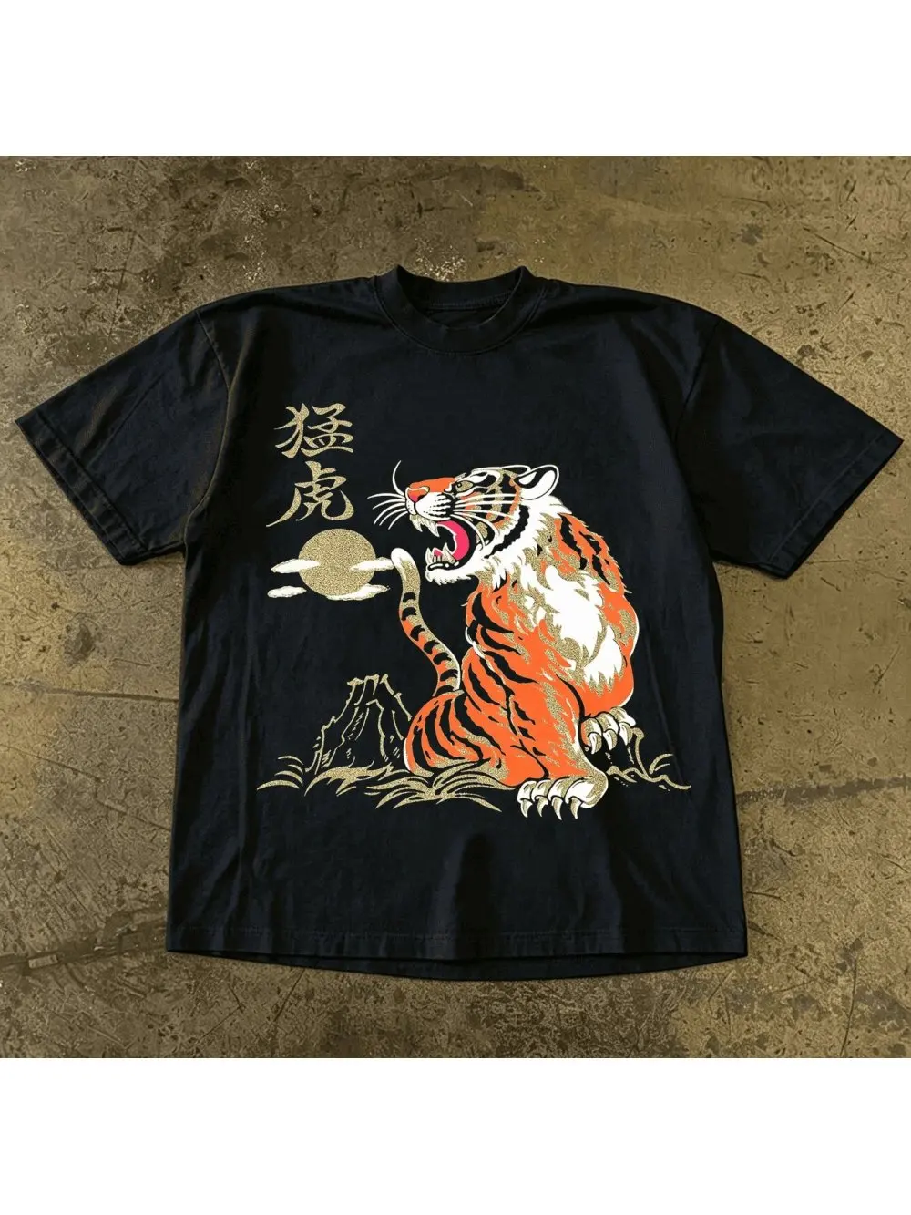 2026 new summer retro punk tiger print round neck casual short sleeved top street trend Y2K hip-hop niche subculture spicy girl
