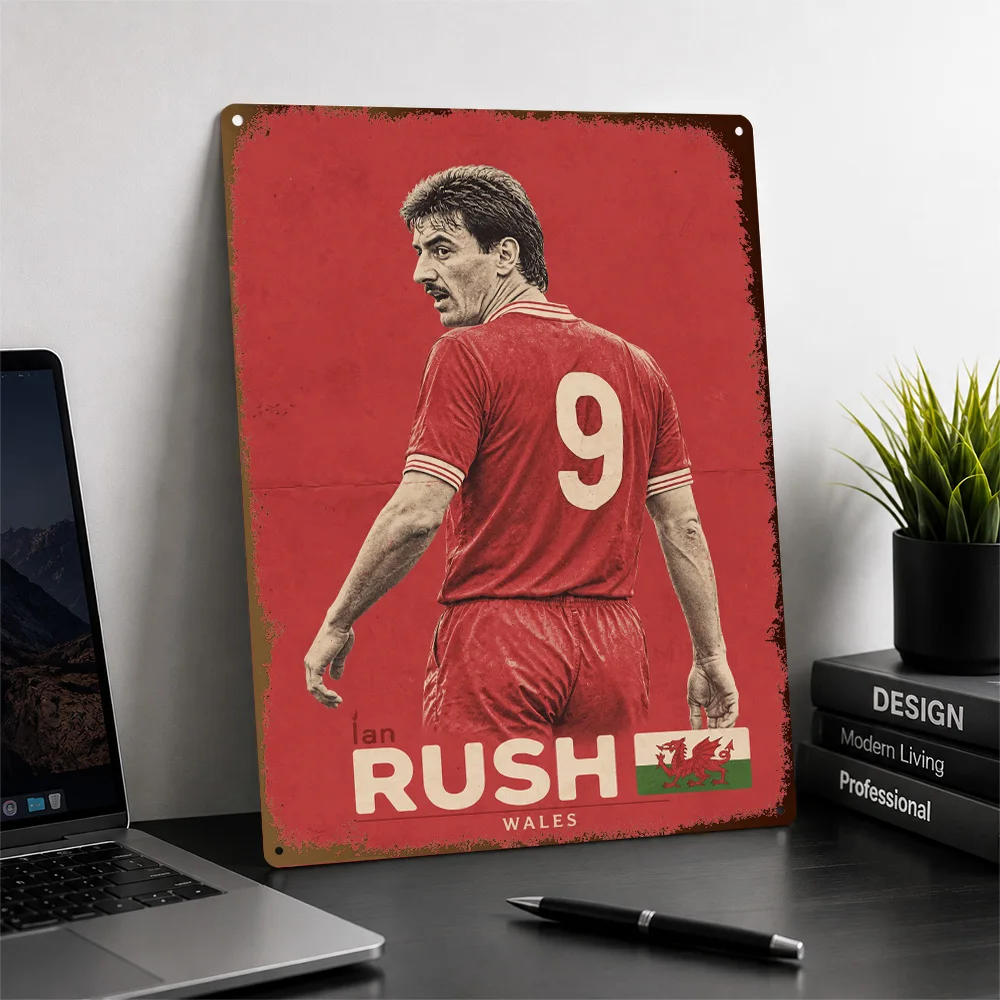 Ian Rush Football Textured Poster Customized Metal Tin Sign Club Legacy Style Wall Art Made For Player Collectors In Clubhouse