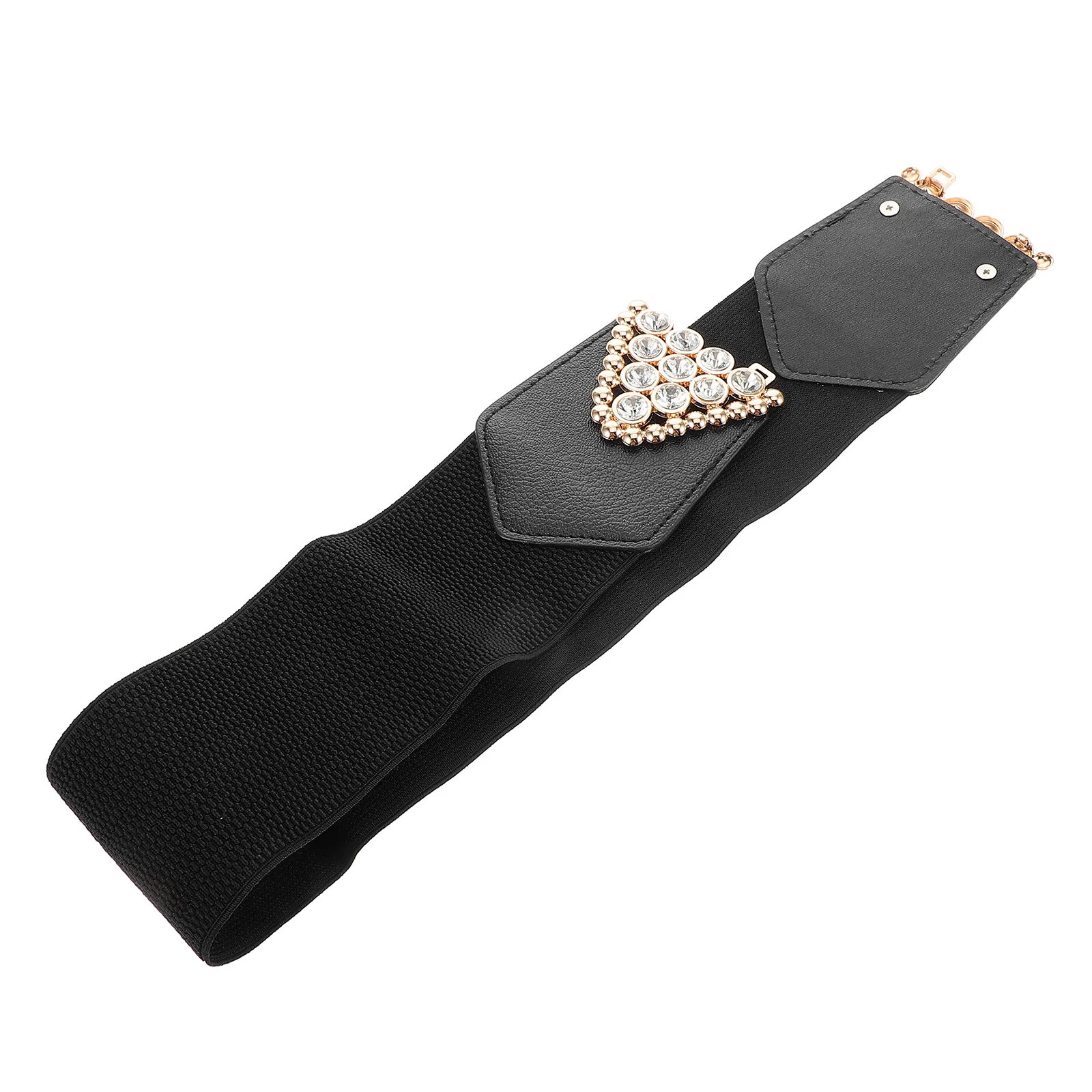 

Wide Decorative Belt Black Beaded Rhinestone Wedding Sequence Dress Waist Accessory Stretchy Elastic Belts Retro Ladies Corset