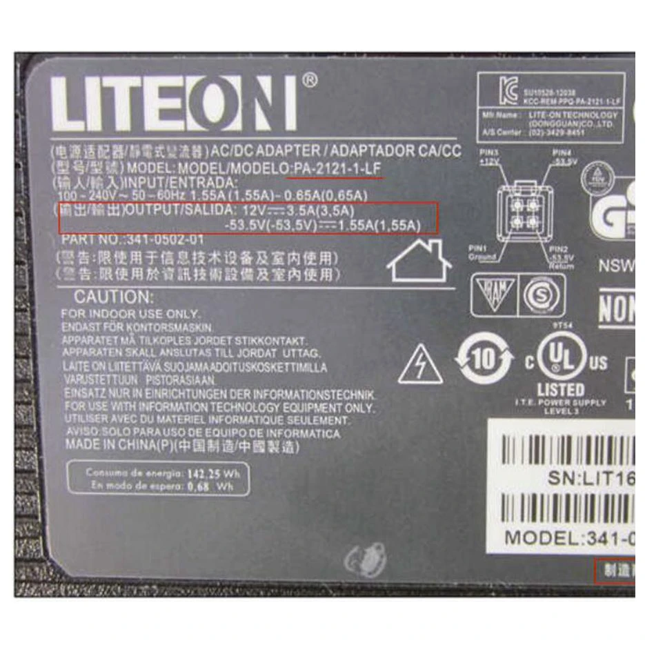 Genuine LITEON 53.5V 1.55A 12V3.5A 4holes AC DC Adapter PA-2121-1-LF 341-0502-01 For CISCO 897 890 SERVICES Power Supply Charger