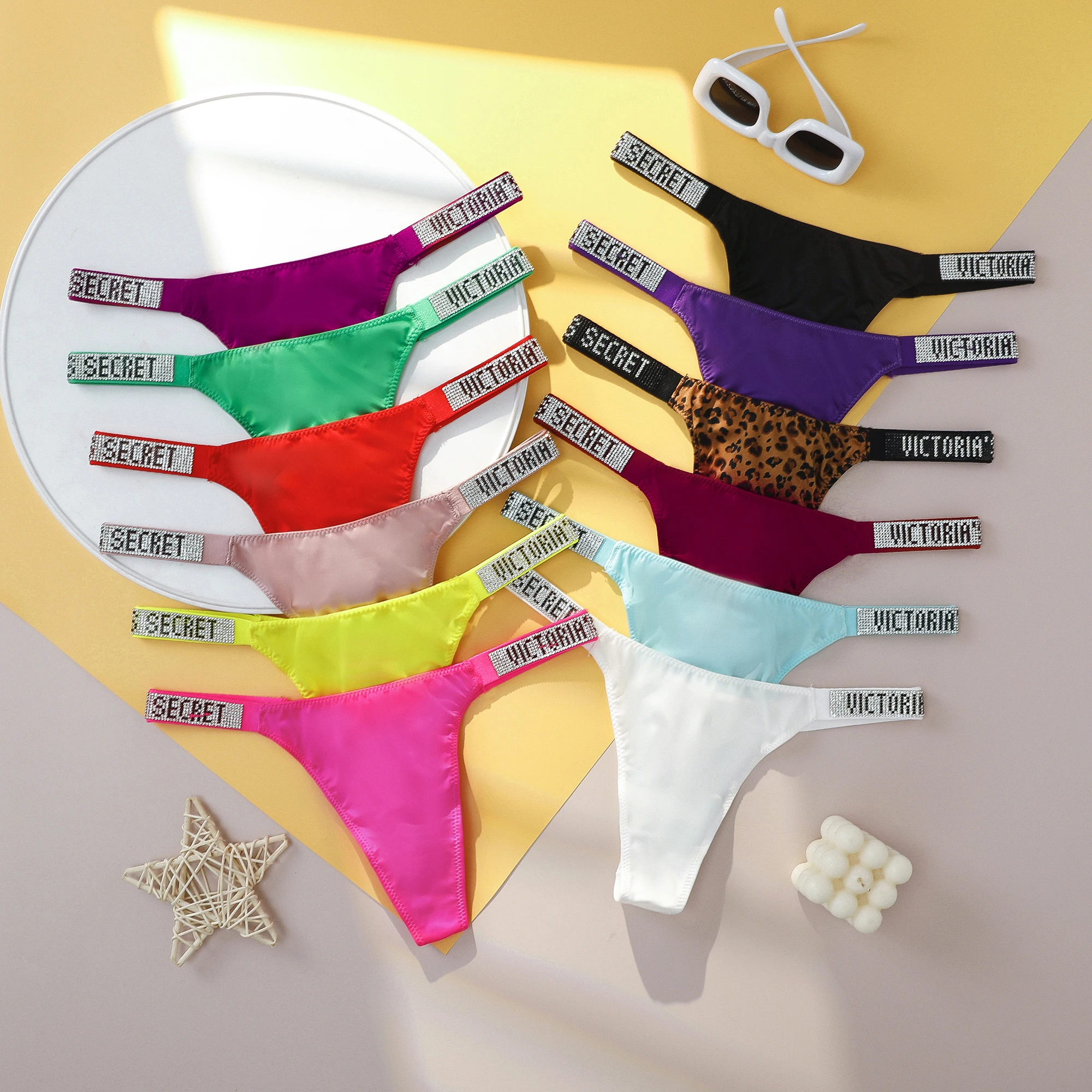 Tangas de Encaje Victoria's Secret, Cómodas y Transpirables, Ropa Interior de Cintura Alta, Lencería Sexy VS, Bragas sin Costuras para Mujer