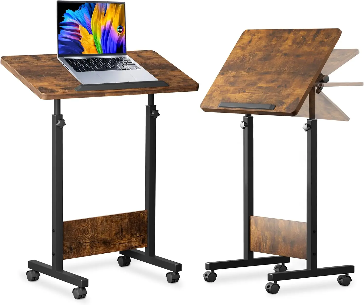 

Adjustable Mobile Standing Desk Large 16×31 in, Rolling Computer Workstation with Lockable Wheels for Home Office, Only one