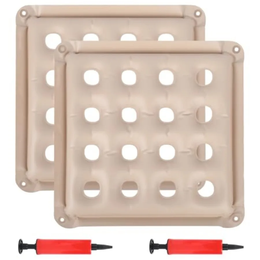 2-Pack Waffle Inflatable Seat Cushions 17×17 Inches with 2 Air Pumps Pressure Sore Relief Cushions, Suitable for Office Chairs,