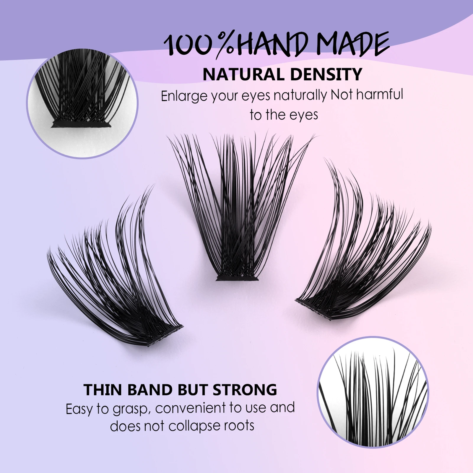 DIY Eyelash Extension Kit With Lower Eyelashes Set Dramatic Thick Individual Lashes 5-16mm Lash Clusters with Bond & Seal Set